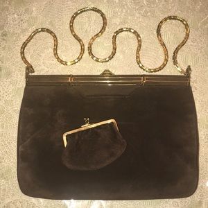 Gorgeous Genuine Brown Suede Judith Leiber Purse